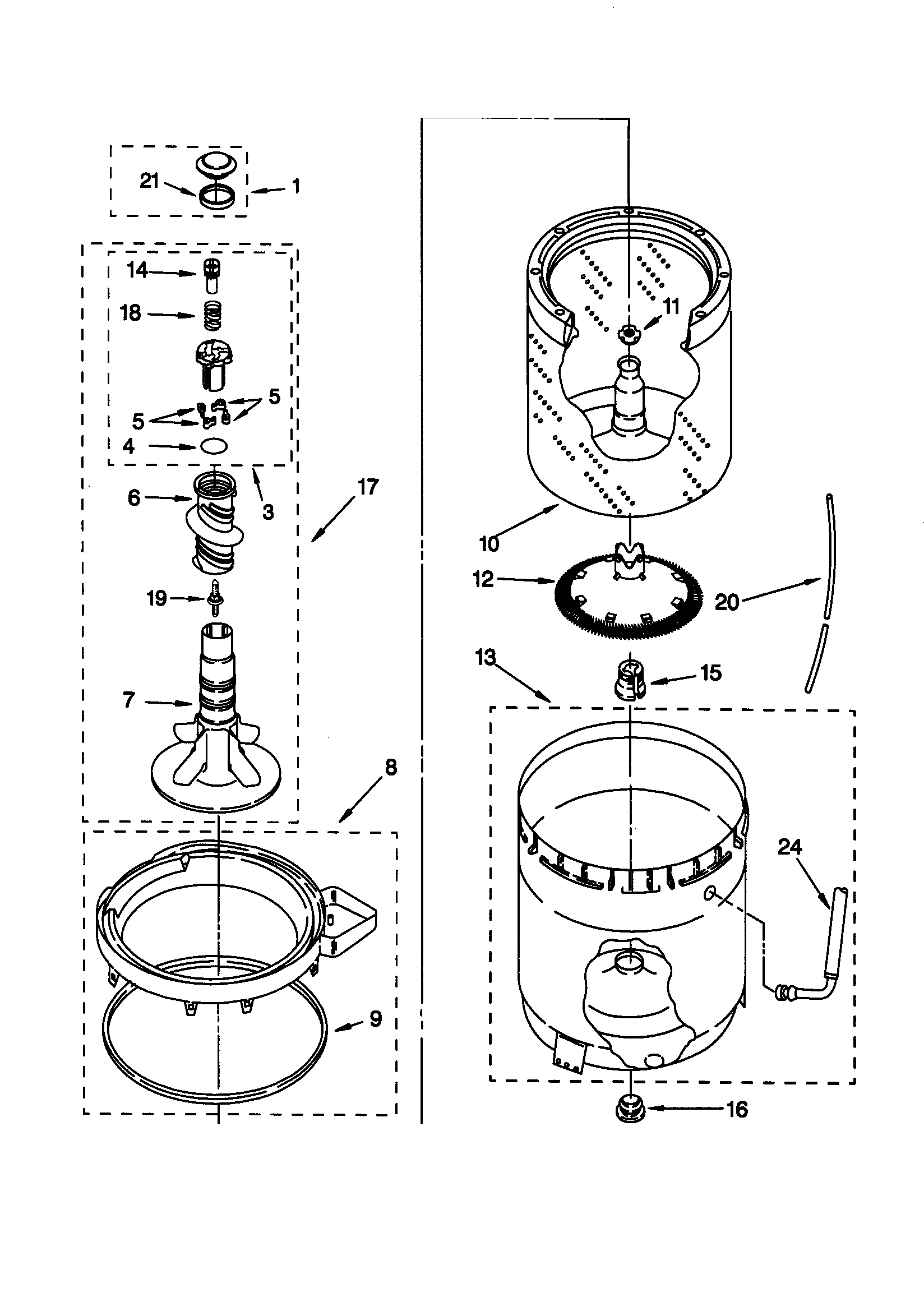 Agitator/basket/tub
