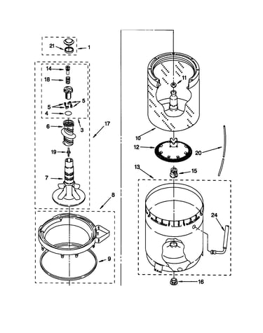 Agitator/basket/tub