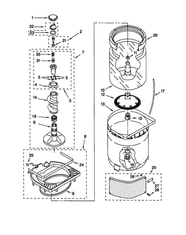 Agitator/basket/tub
