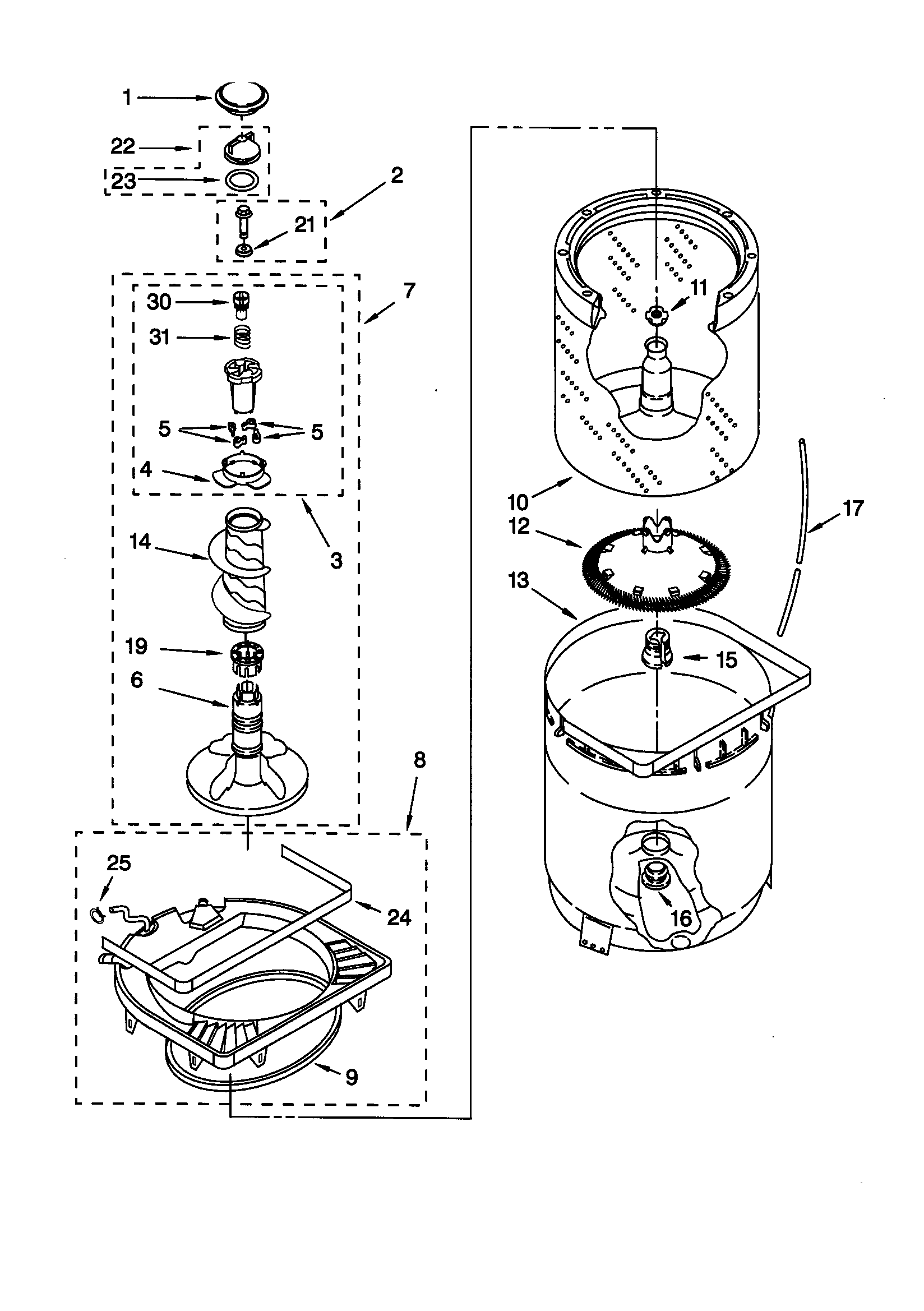 Agitator/basket/tub