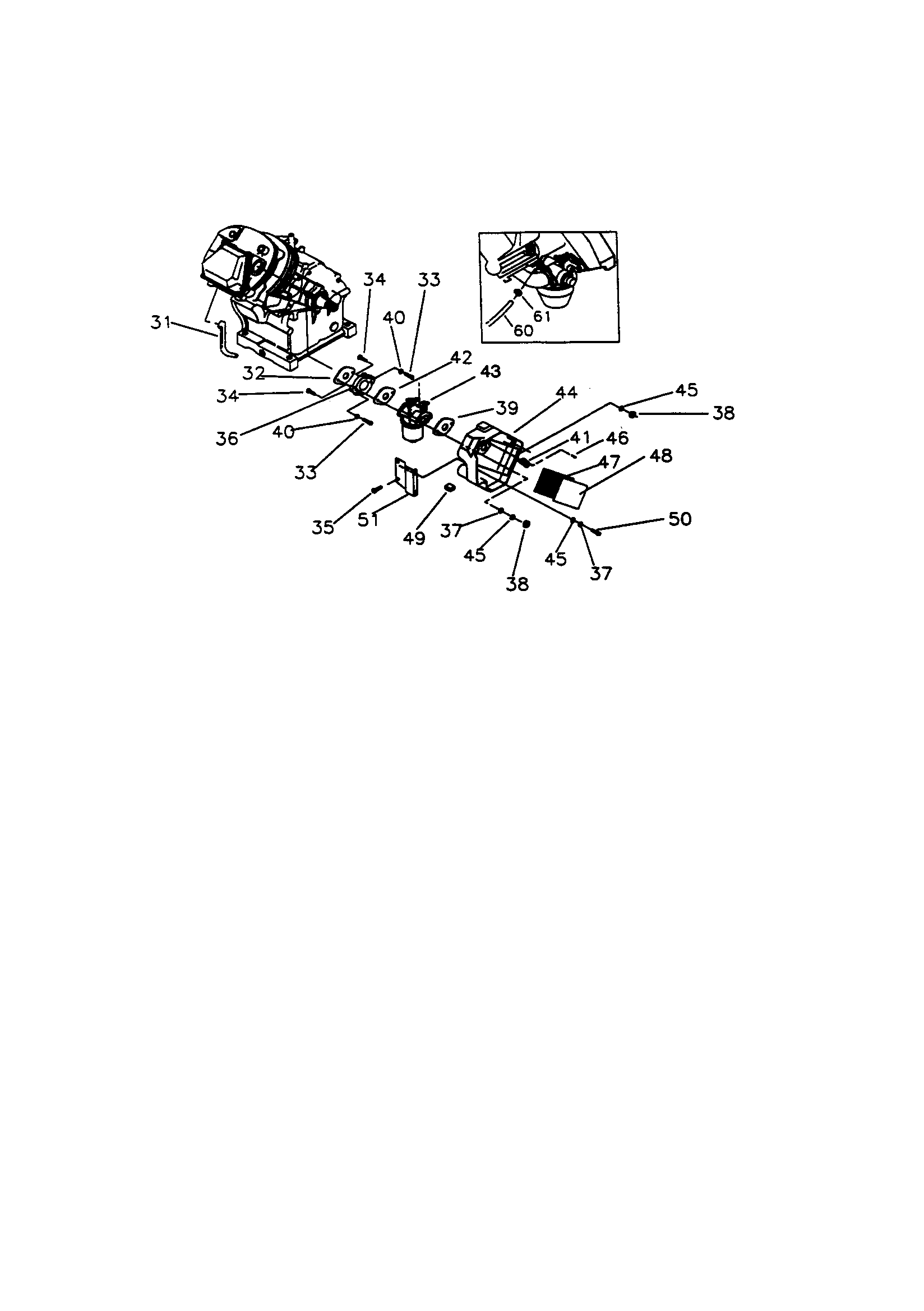 Carburetor/air cleaner/oil blockoff