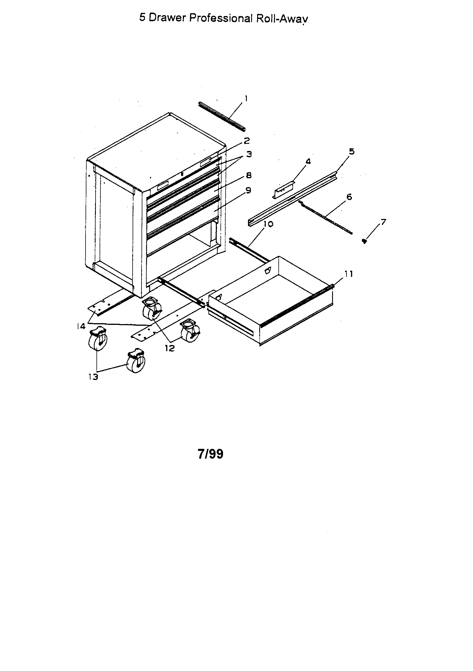 5 DRAWER PROFESSIONAL ROLL-AWAY