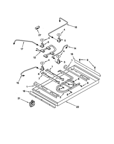 Burner box/gas valves/switches