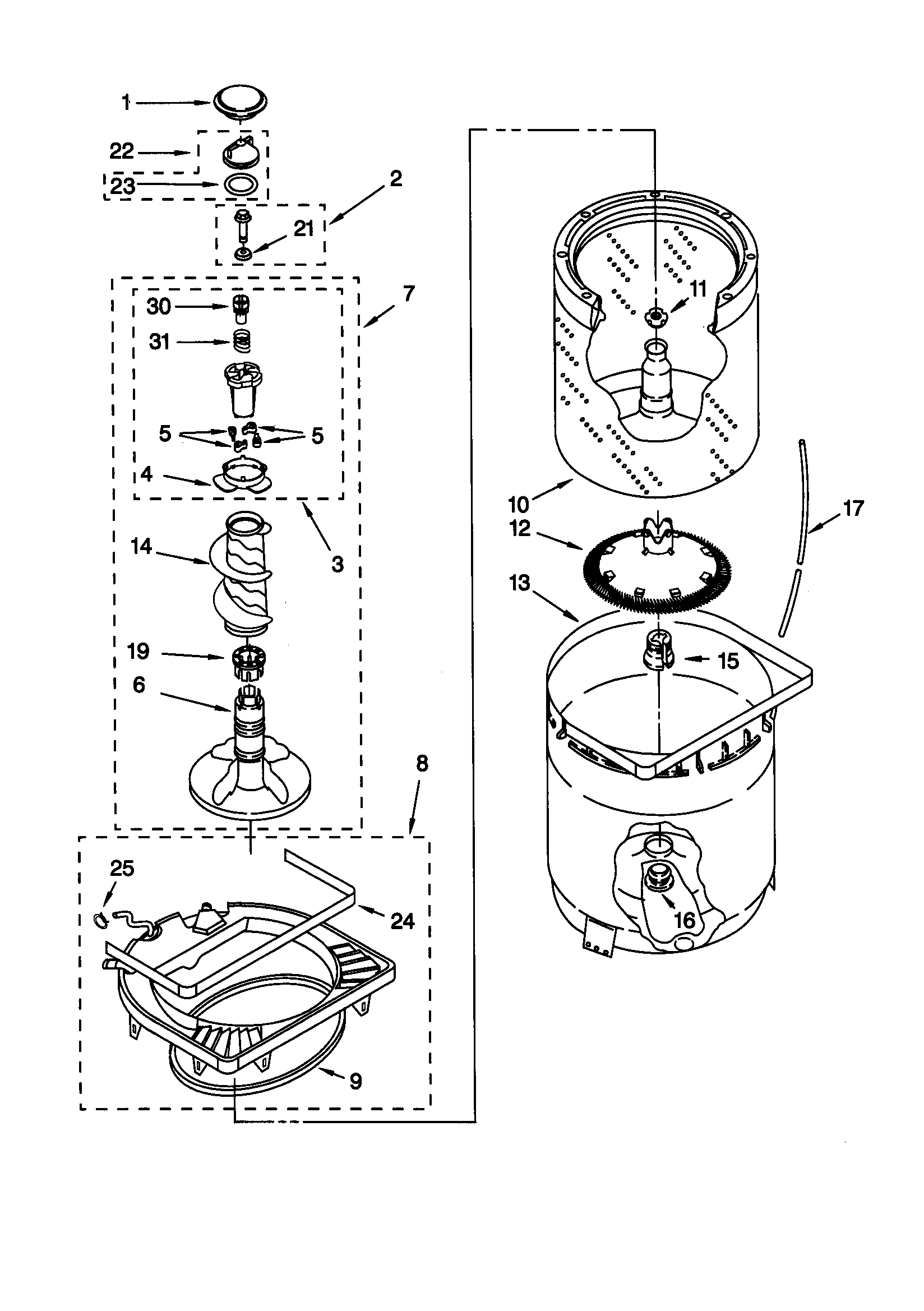 Agitator/gasket/tub