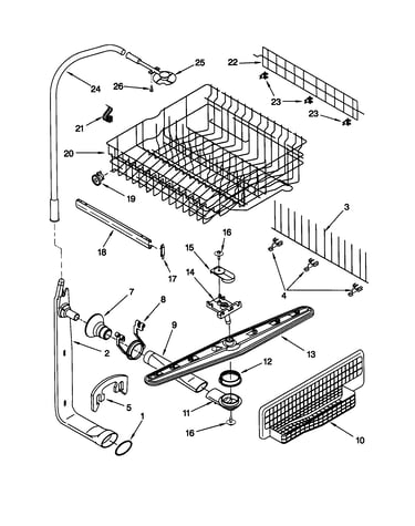 Upper dishrack/water feed