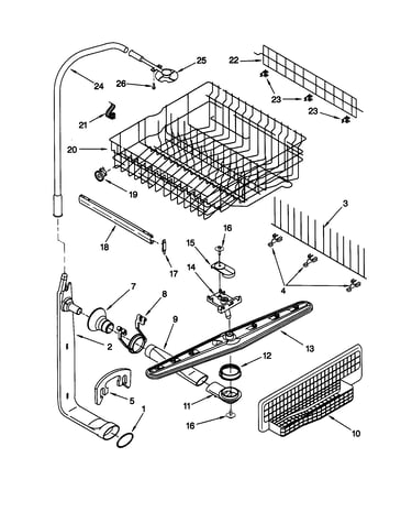 Upper dishrack/water feed