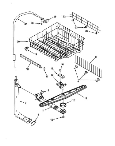 Upper dishrack/water feed