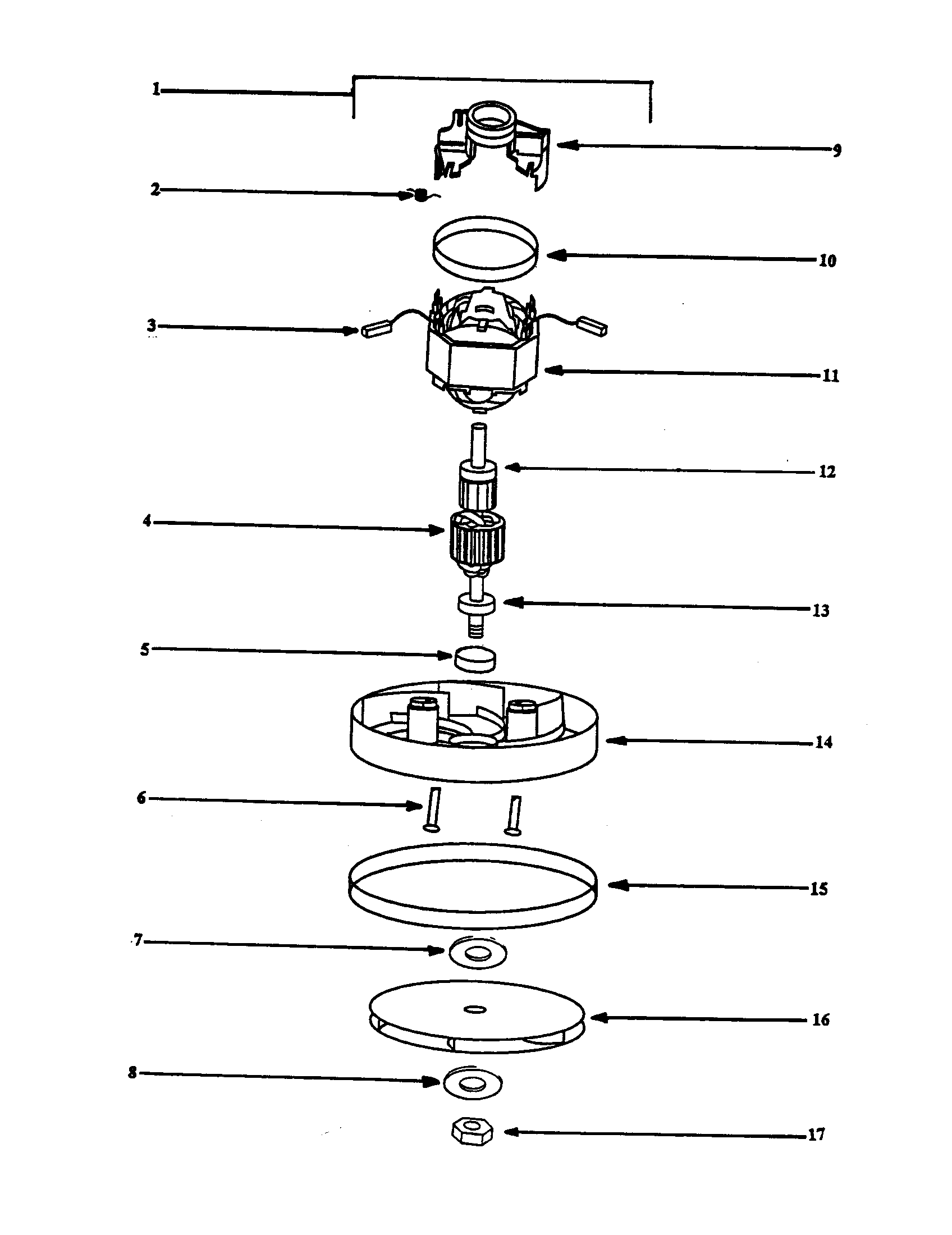Complete motor assembly