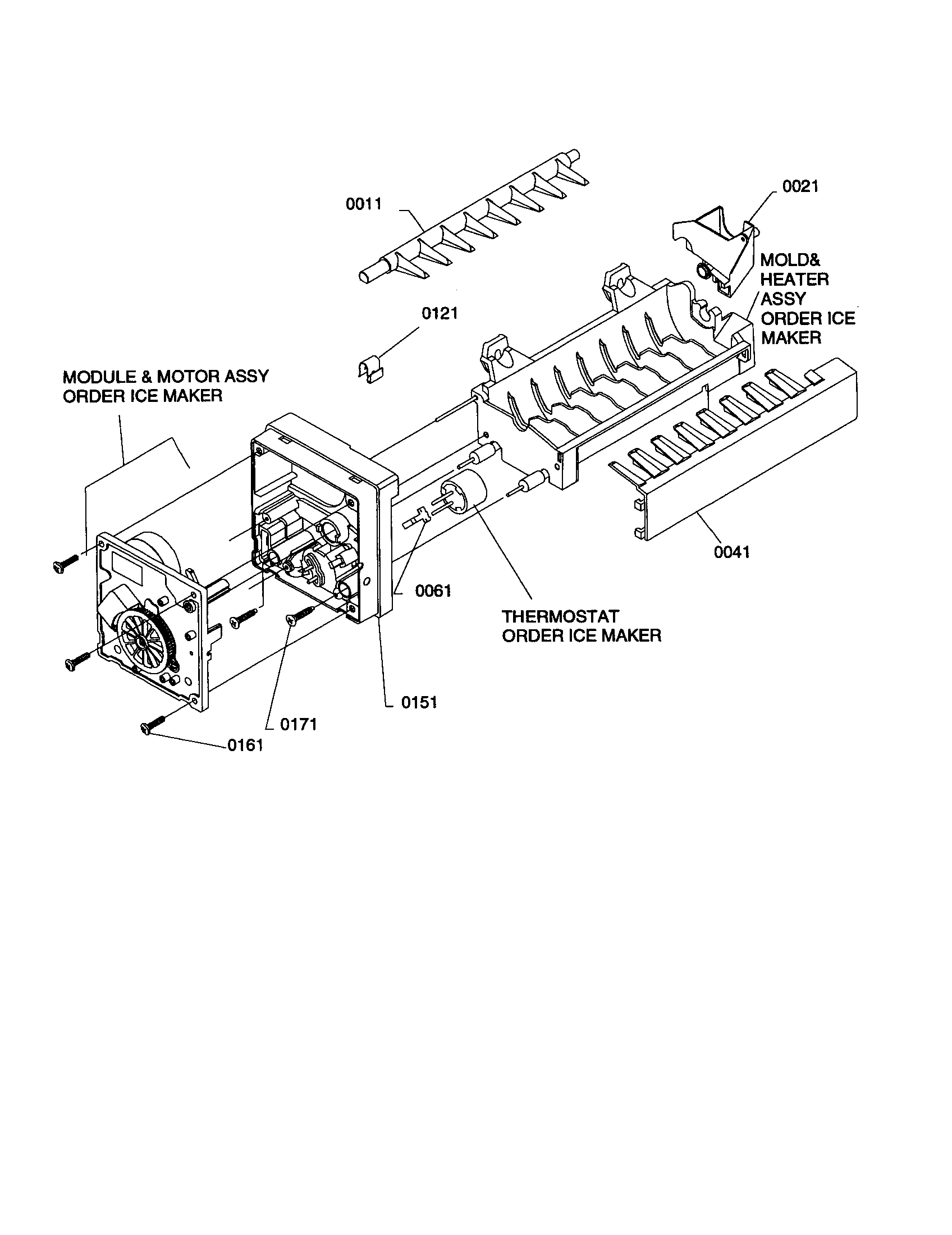 Ice maker assembly and parts