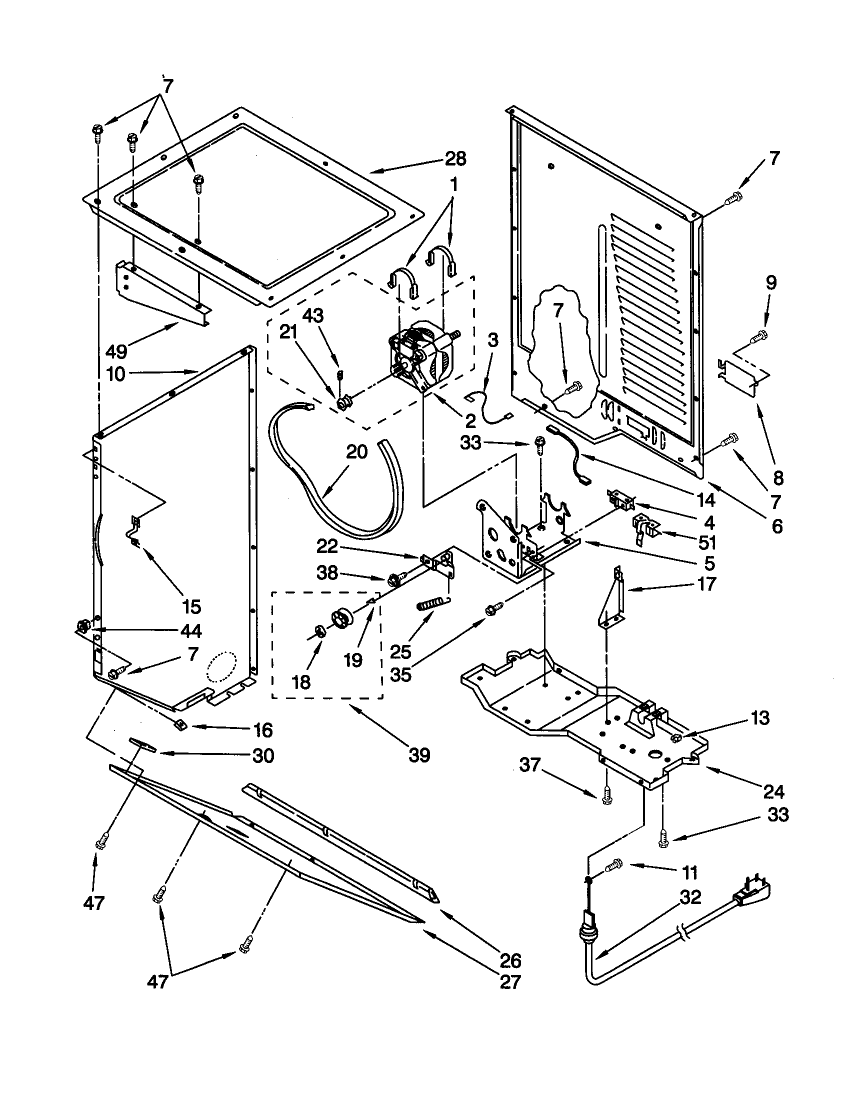 Dryer cabinet and motor