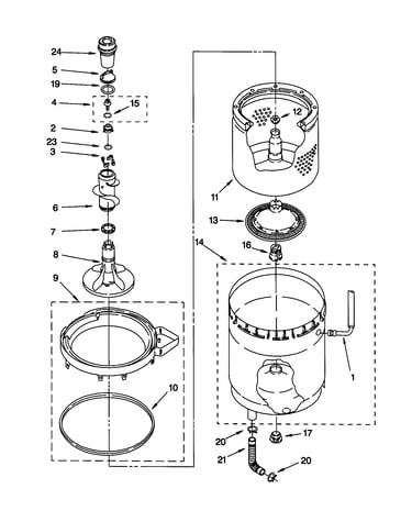 Agitator, basket and tub