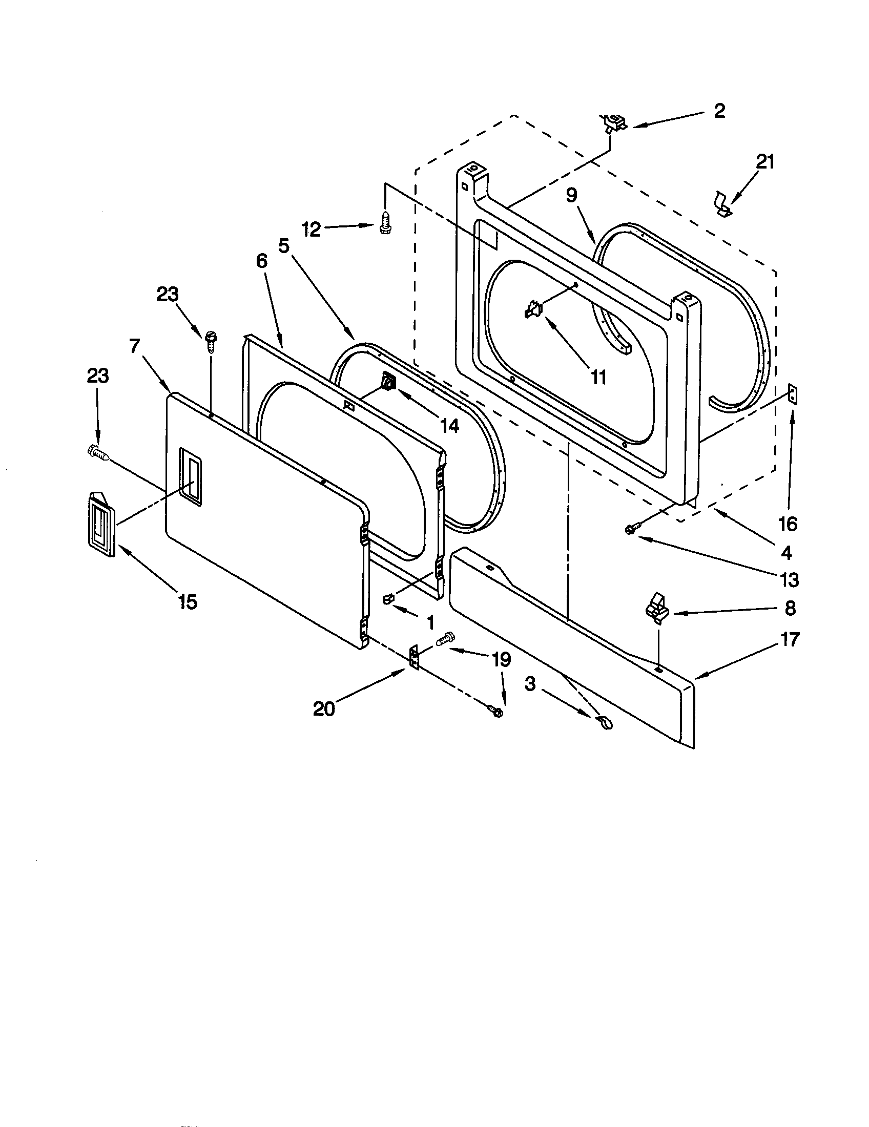 DRYER FRONT PANEL AND DOOR