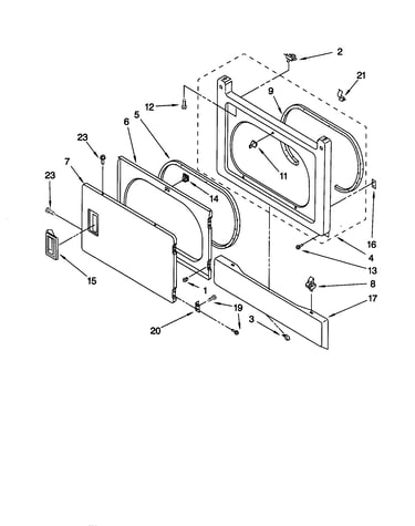 Dryer front panel and door