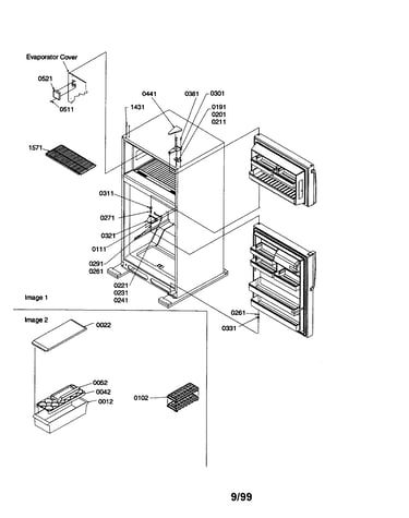 Hinges/freezer shelves/accessories