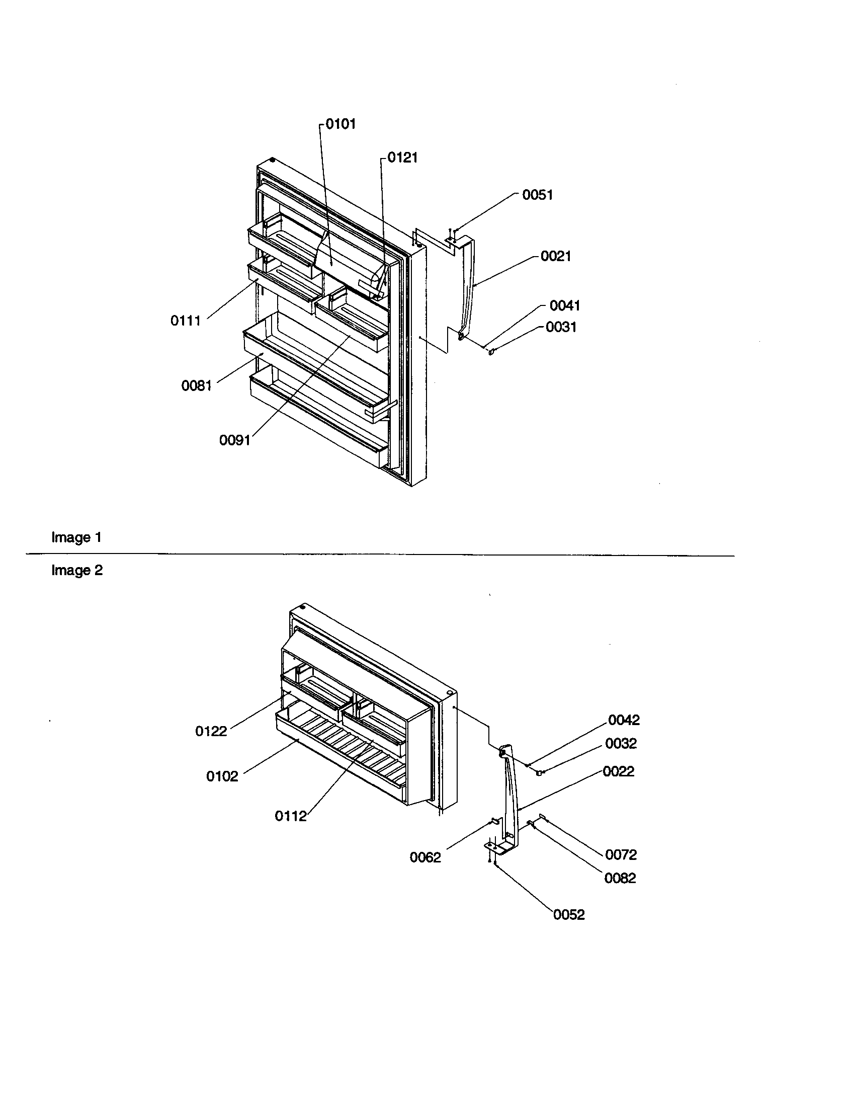 Door handles and shelves