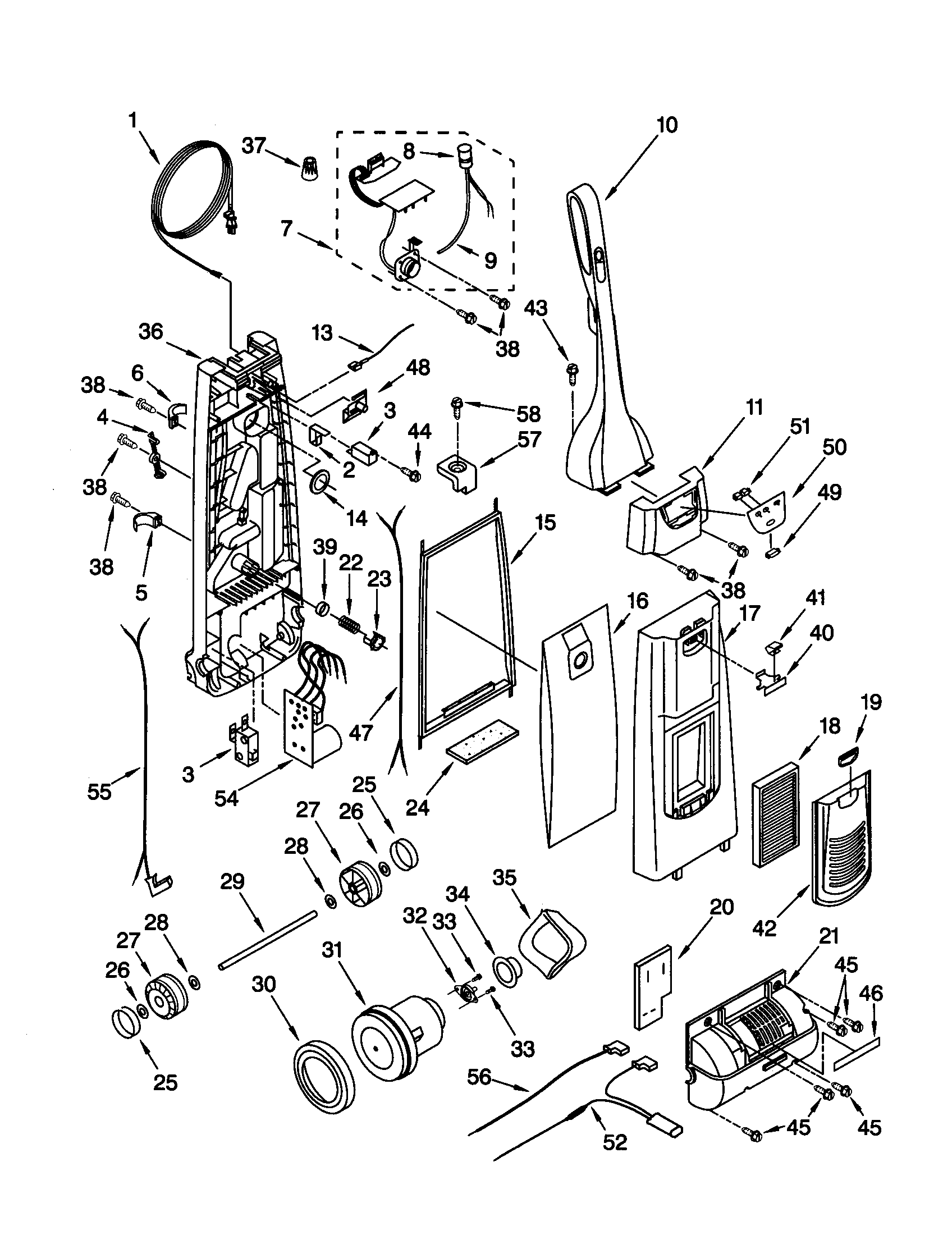 DUST COMPARTMENT AND MOTOR