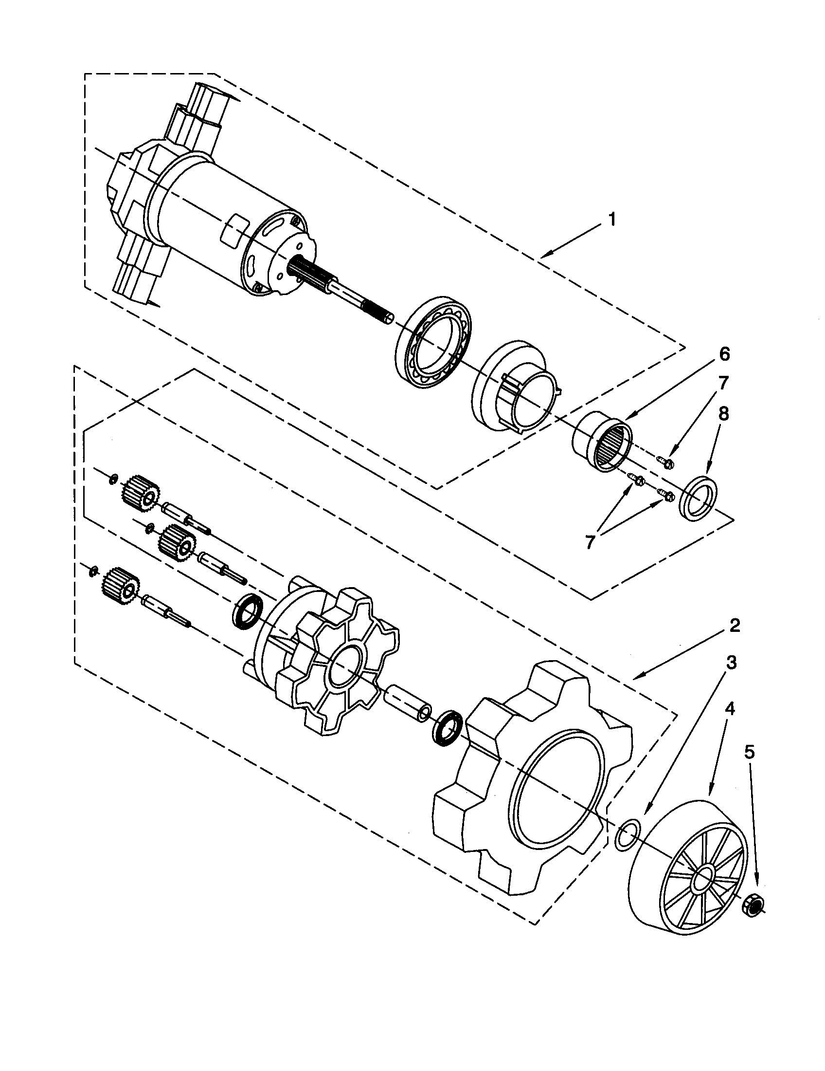 AGITATOR MOTOR AND GEAR ASSEMBLY