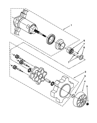 Agitator motor and gear assembly