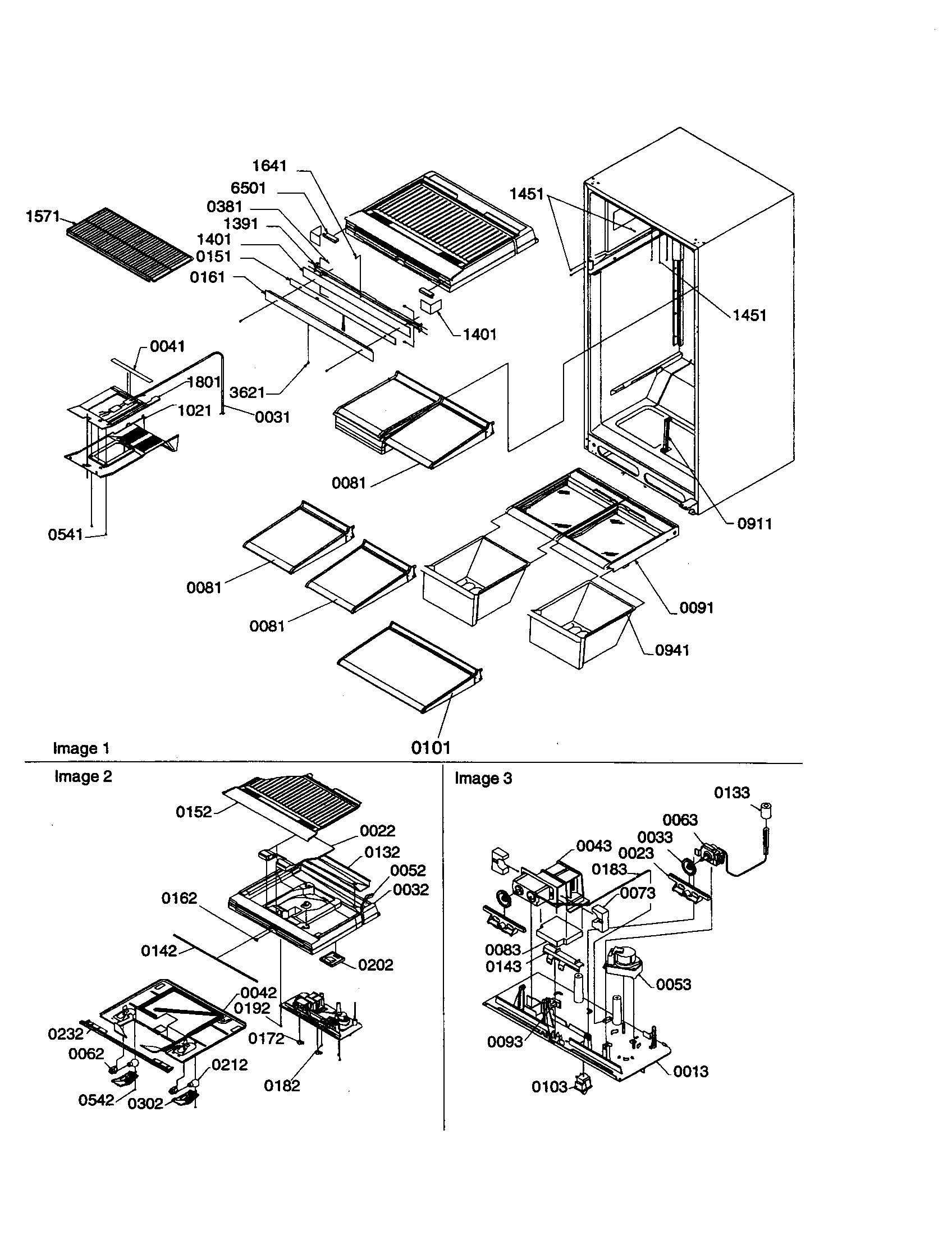 Interior cabinet/drain block assy.