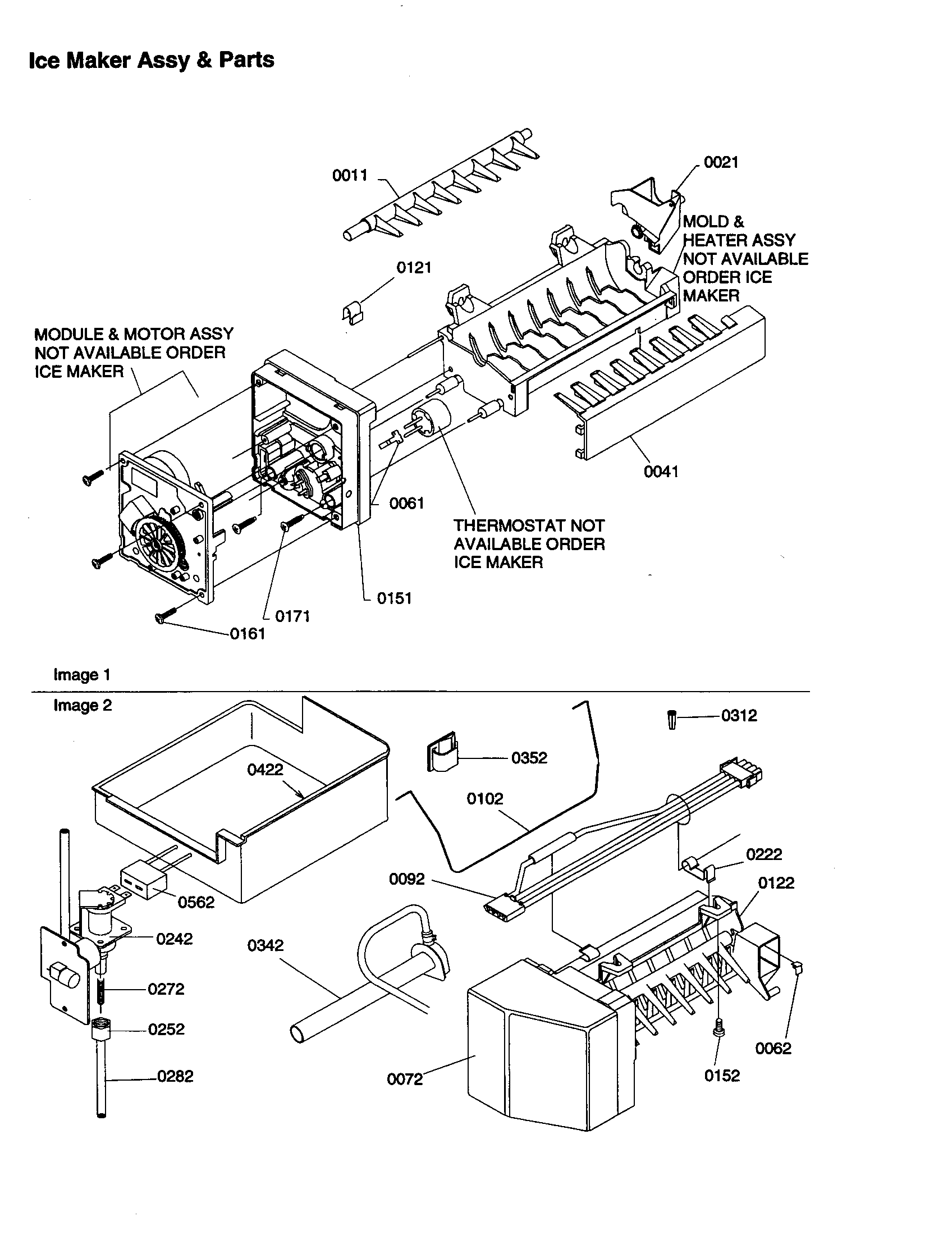 ICE MAKER ASSEMBLY AND PARTS