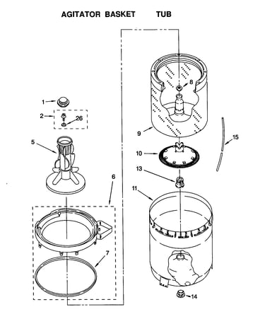 Agitator/basket/tub