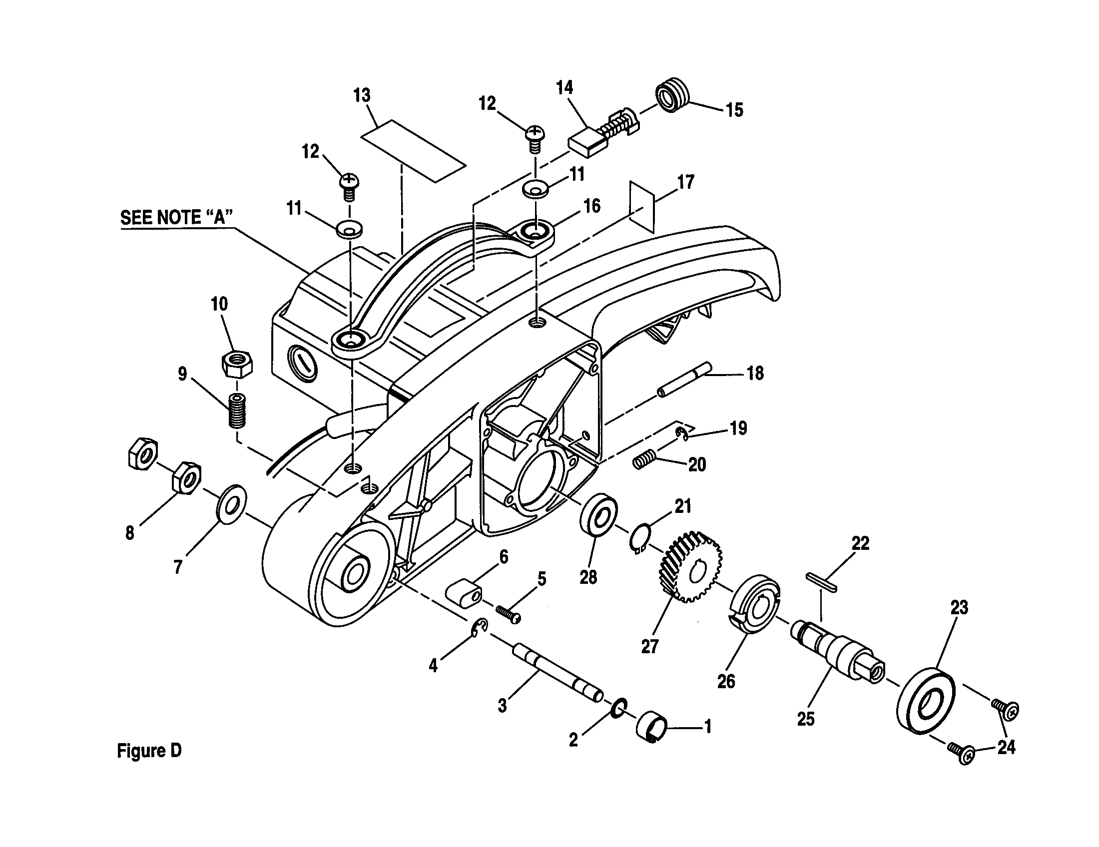 Gear shaft and brush assembly