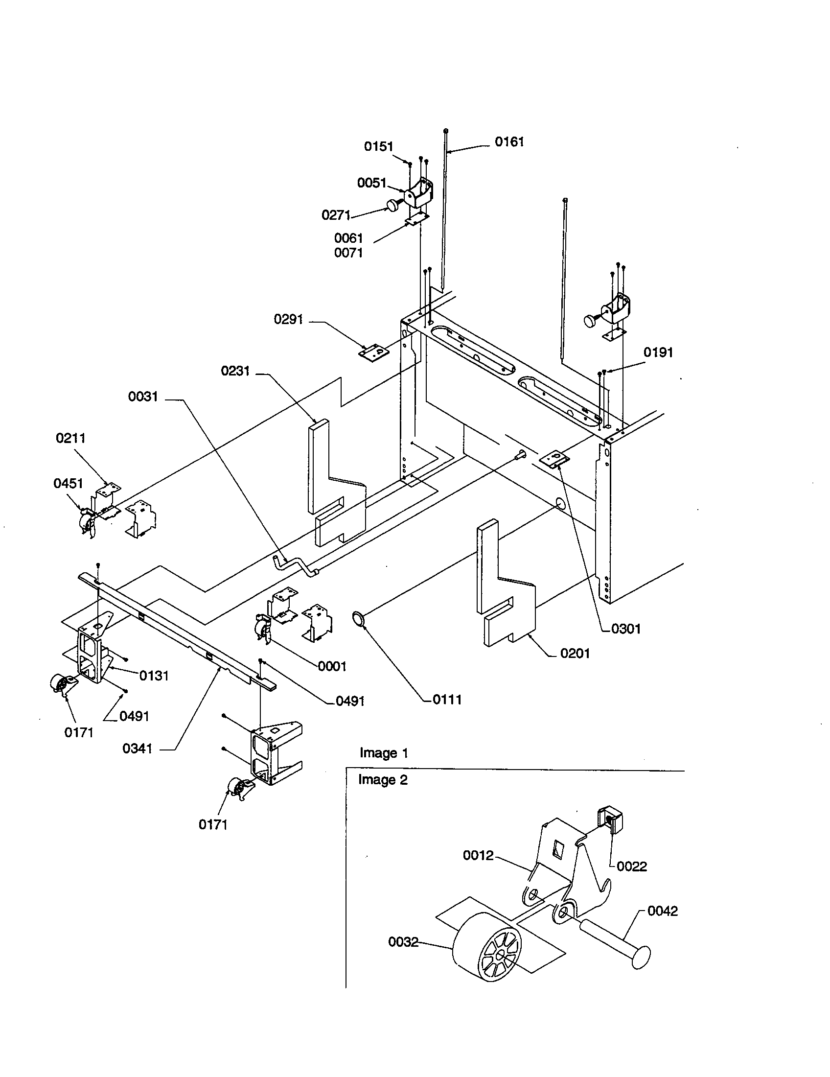 Bottom hinge and roller assembly