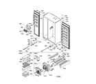 Amana S148CA03-P1305501W hinges, ice maker and accessories diagram