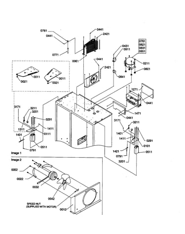 Top hinge/condenser/compressor area