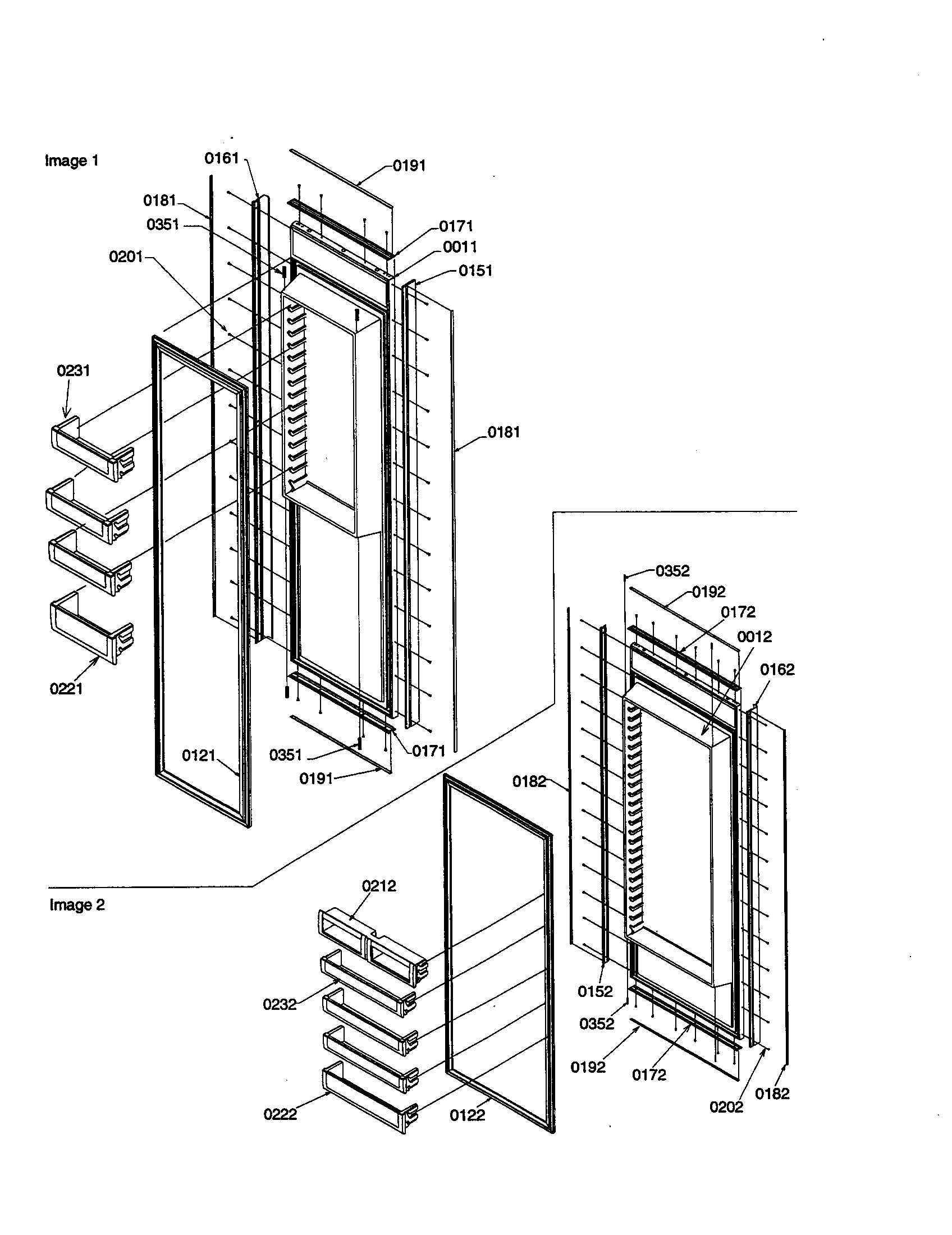 Freezer/refrigerator door assembly