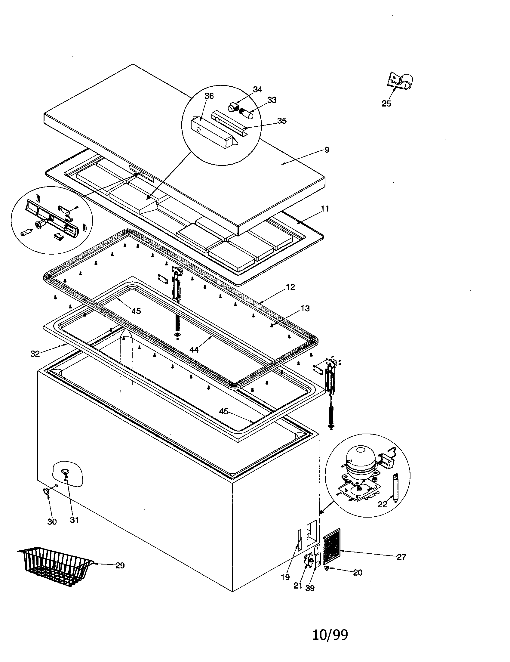 Cabinet and lid assembly