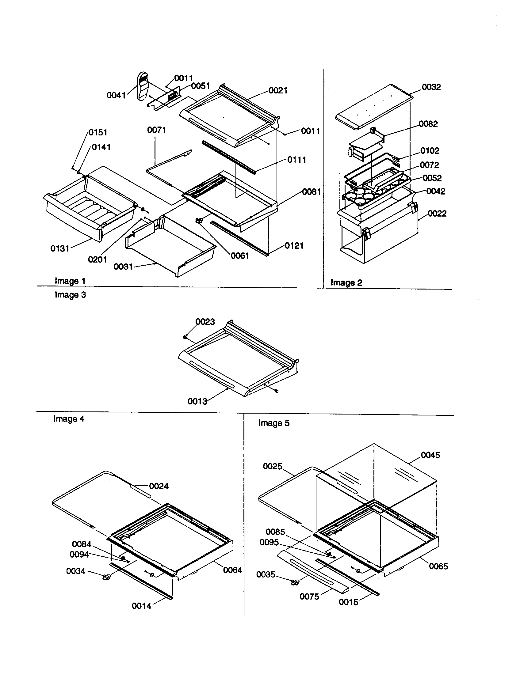Deli, shelf, crisper assemblies