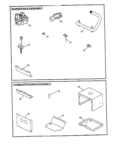 Burner/combustion box assembly