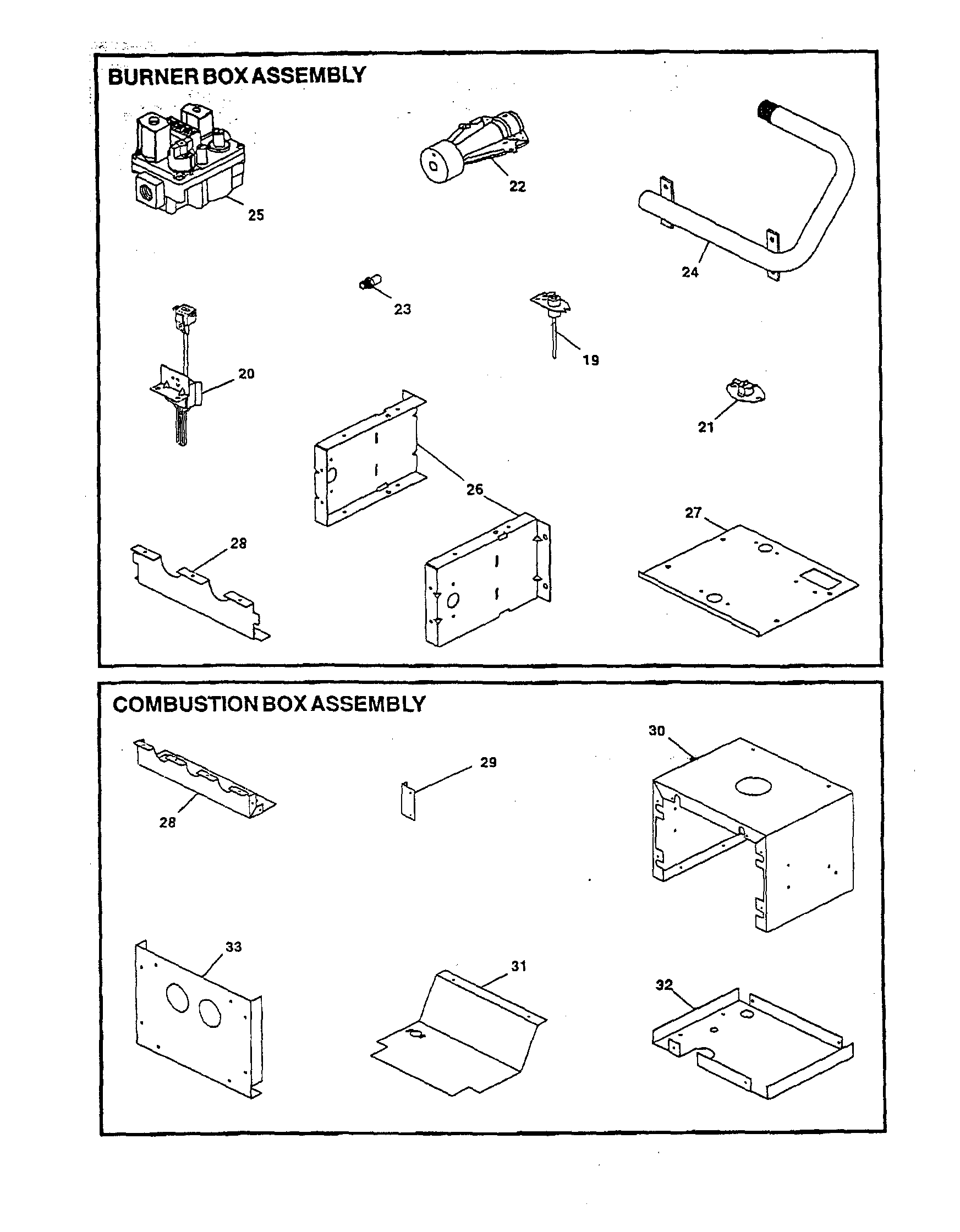 Burner/combustion box assembly
