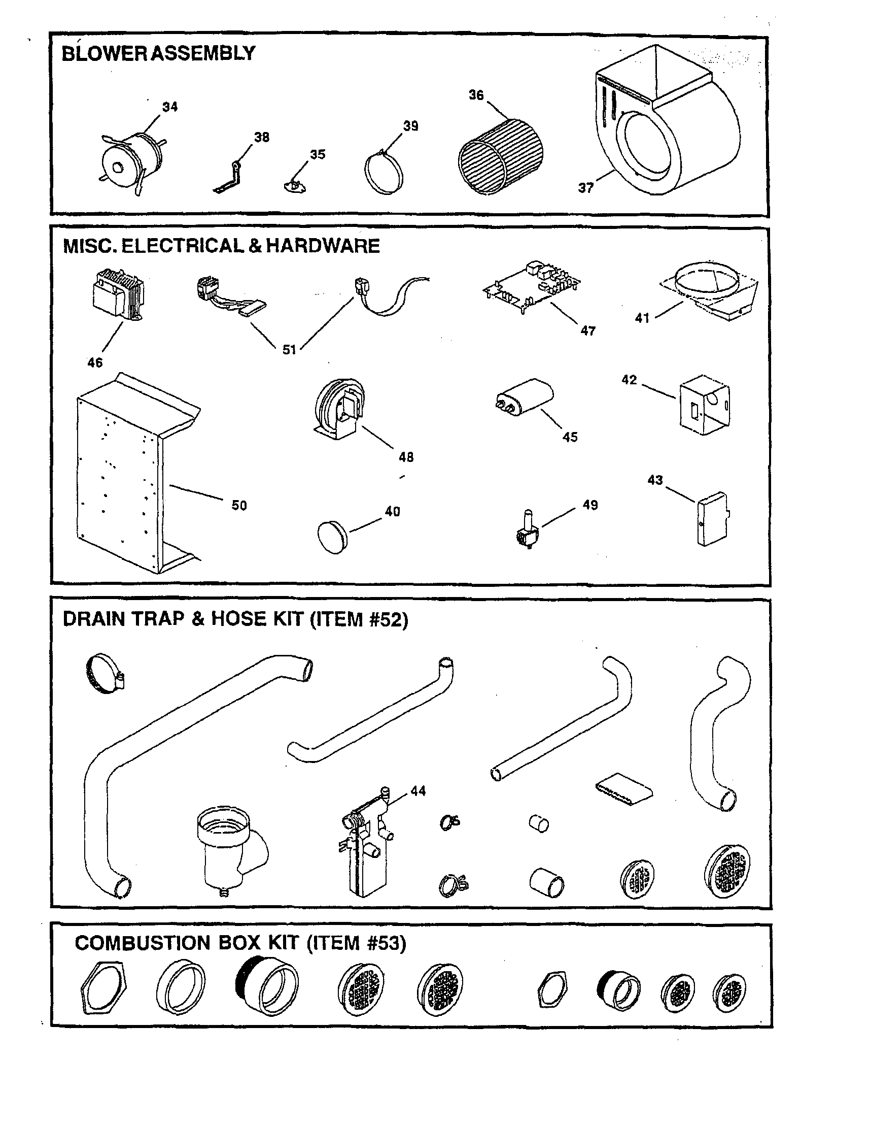 Blower/misc. electrical/drain trap