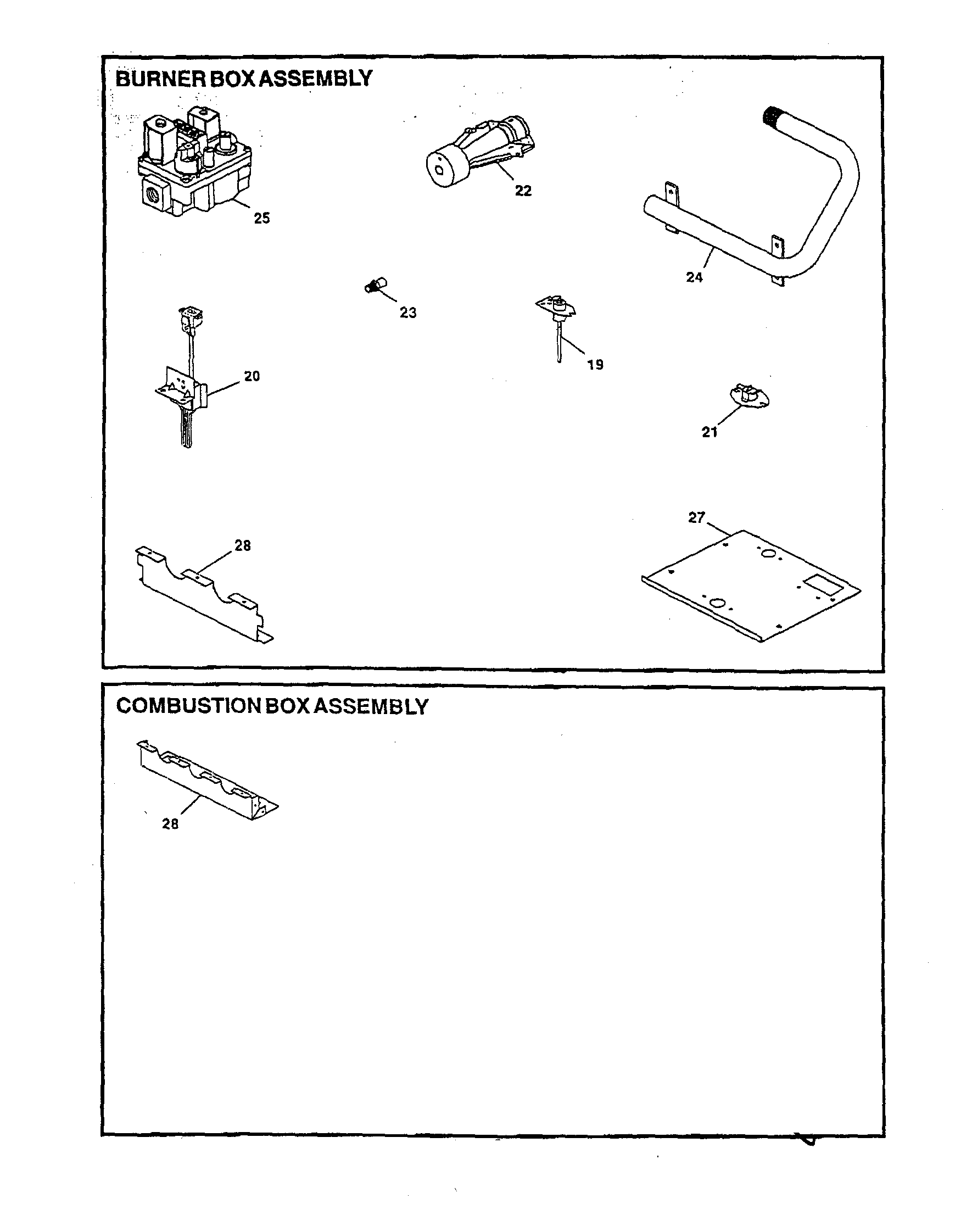 Burner/combustion box assembly
