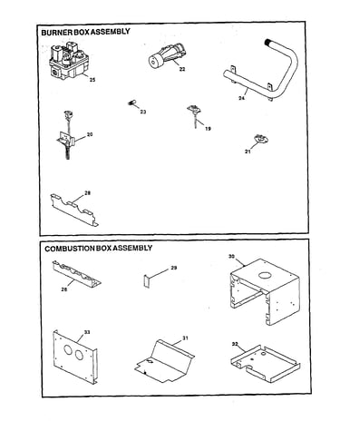 Burner/combustion box assembly