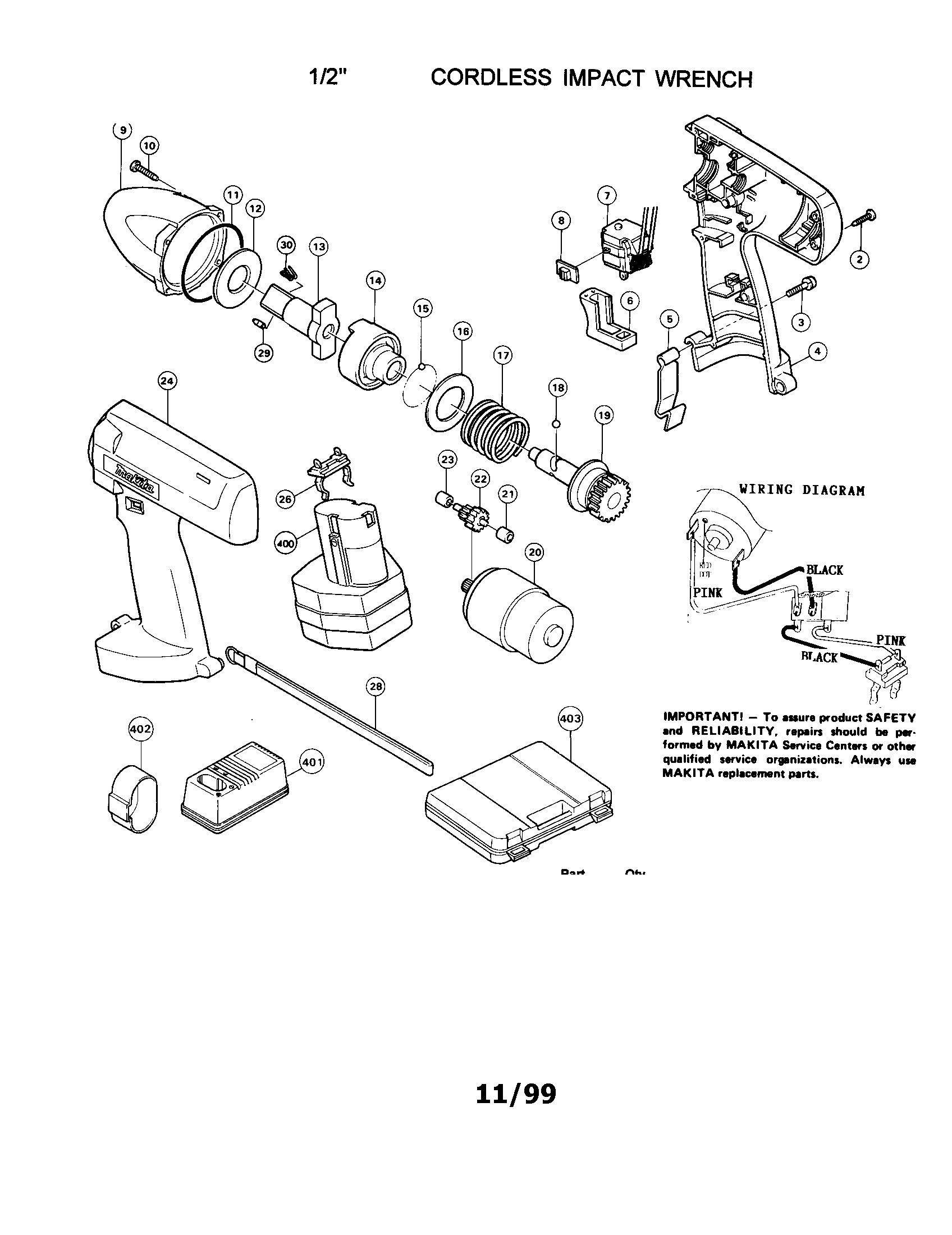 1/2" cordless impact wrench