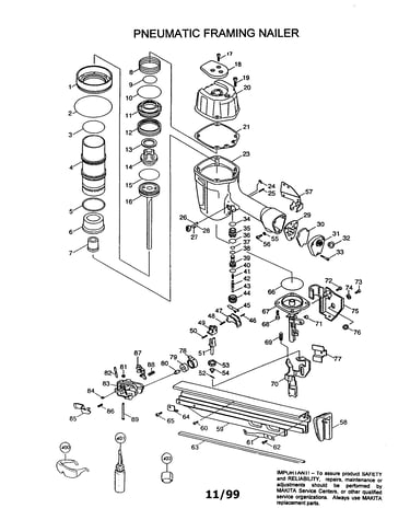 Pneumatic framing nailer
