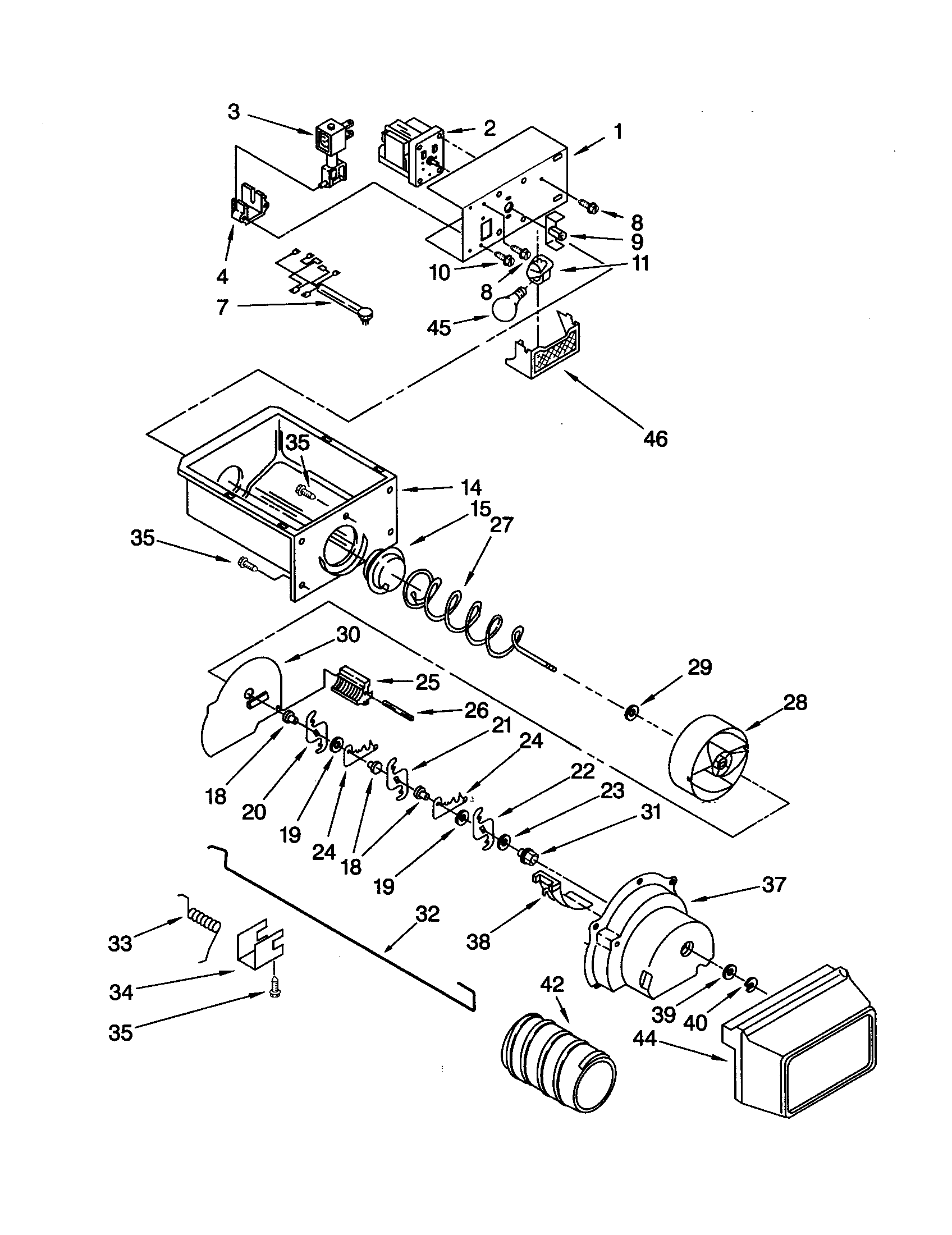 MOTOR AND ICE CONTAINER