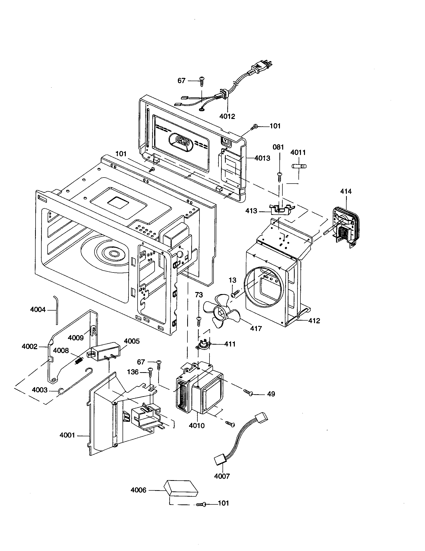 MAGNETRON/BACK COVER ASSEMBLY