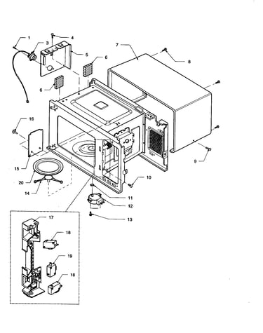 Oven cavity/latch assembly