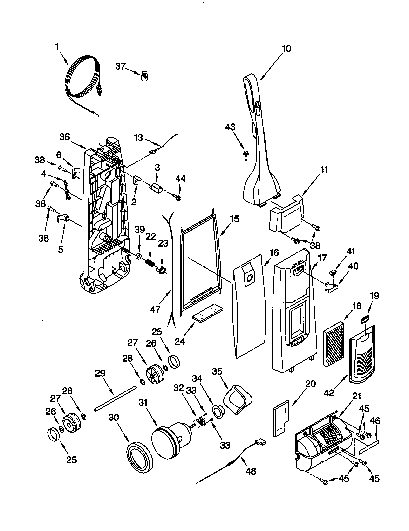Dust compartment and motor