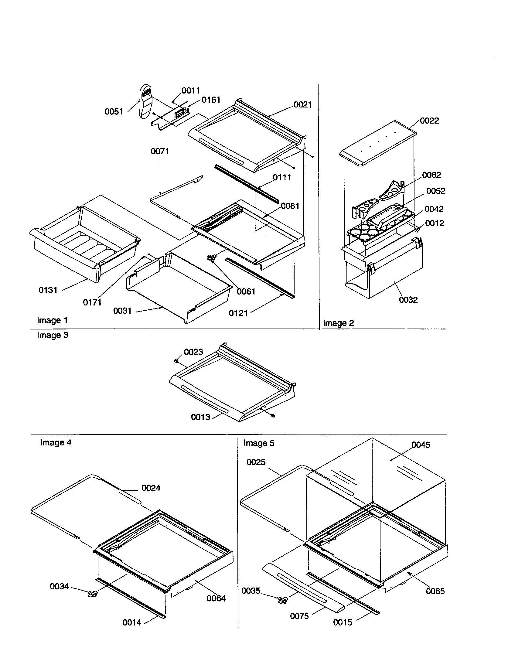 DELI, SHELVES AND CRISPER ASSY.