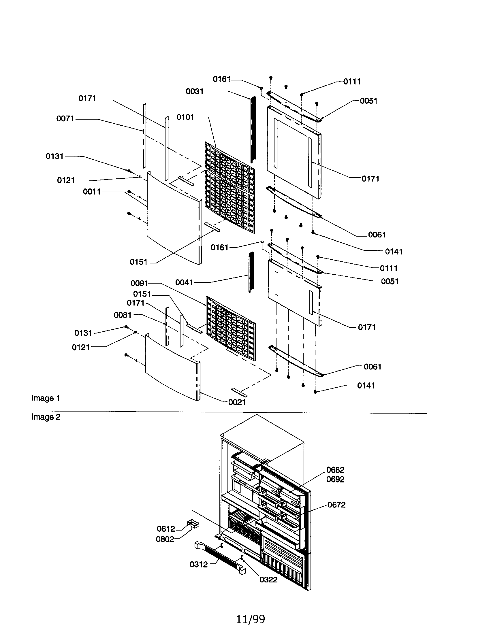 Door panel and grille