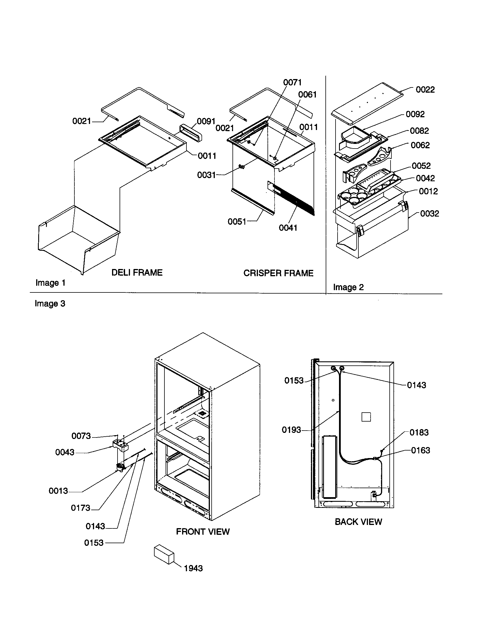 Crisper/deli frame/water filter