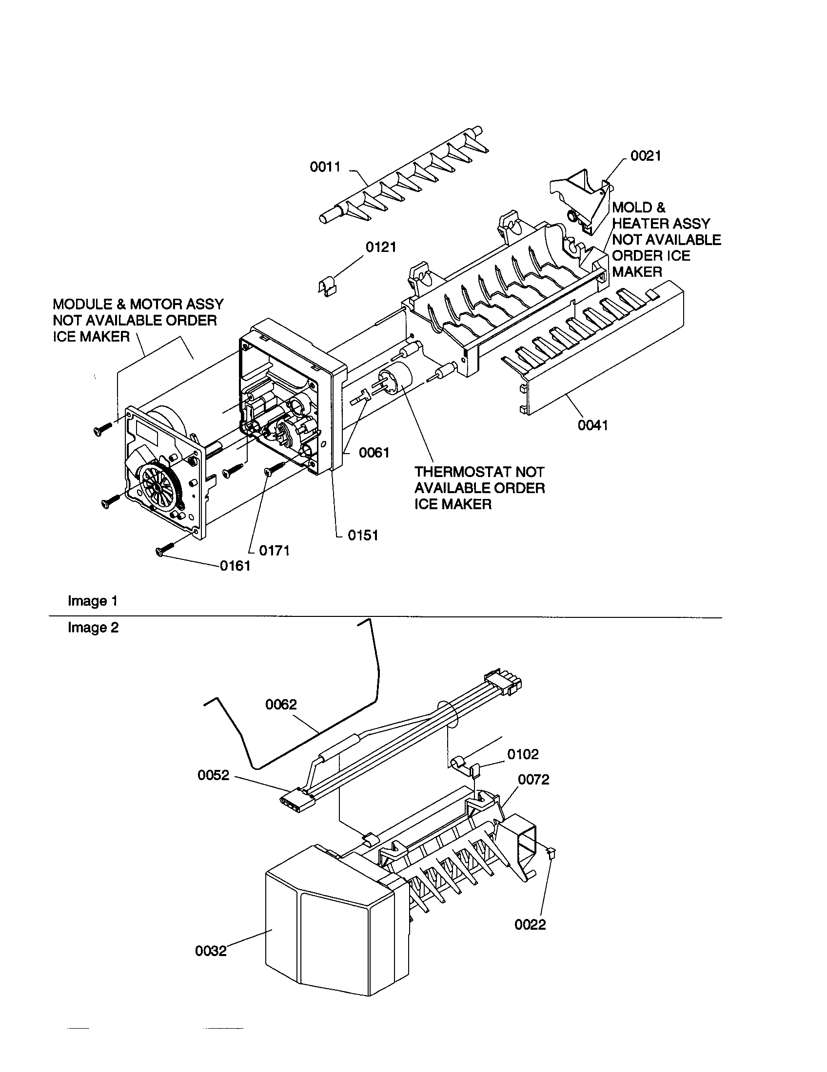 Ice maker assembly and parts