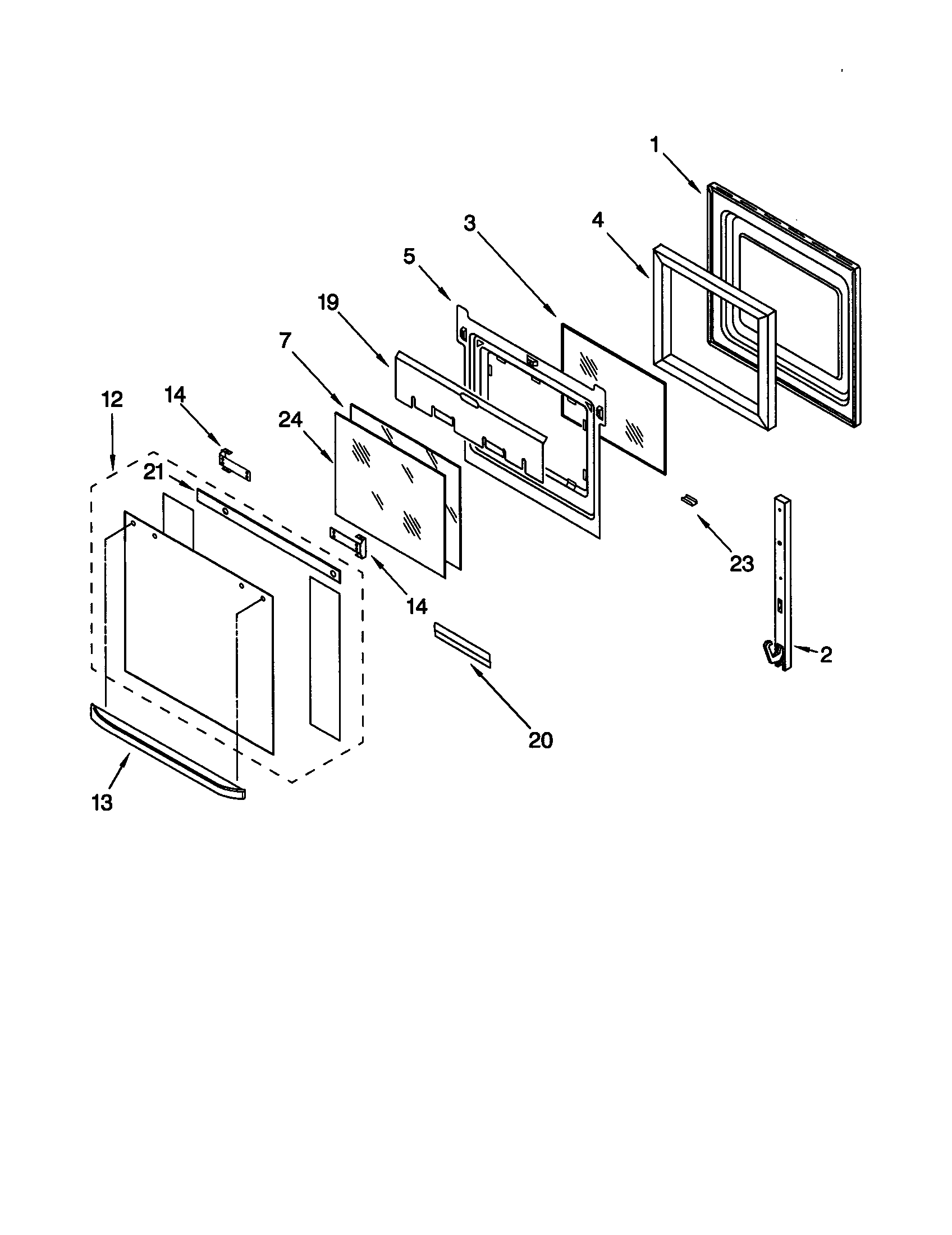 Upper oven door
