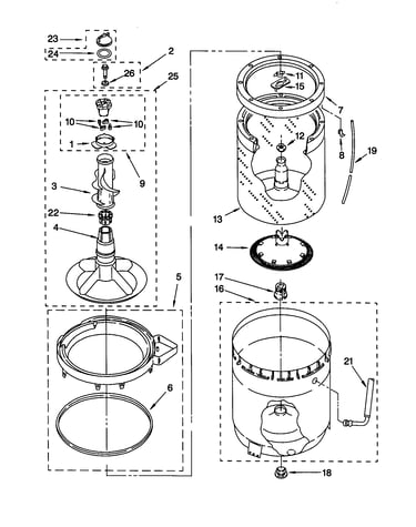 Agitator, basket and tub