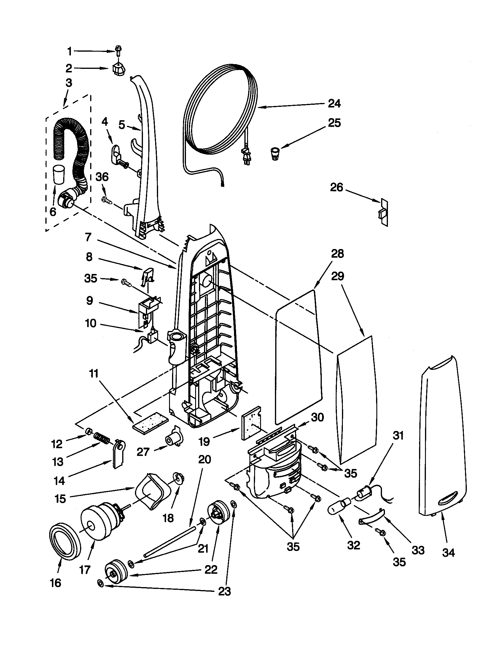 Dust compartment and motor